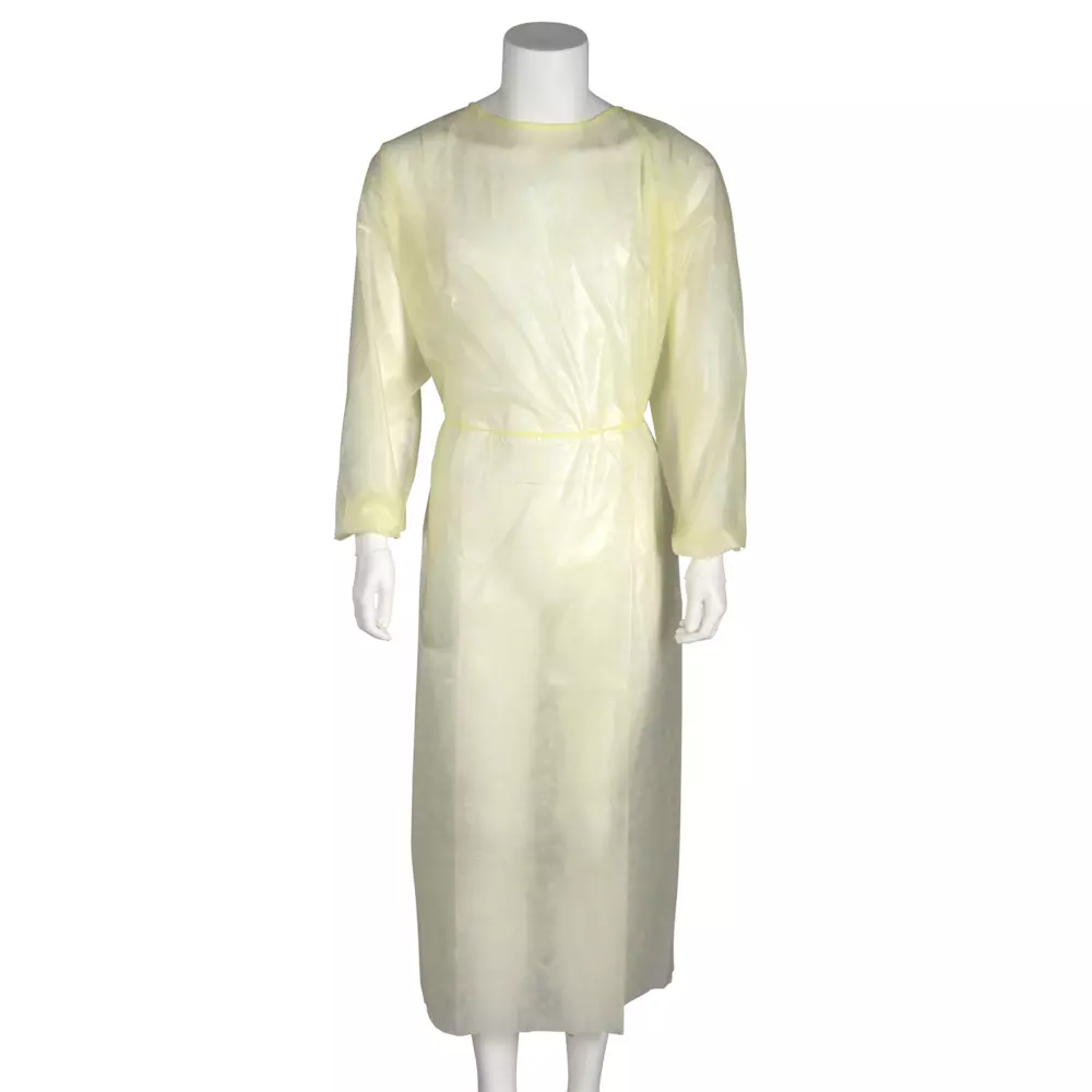 Abena 240190, Isolation Gown With Elastic Cuffs L 127cm Waterproof Breathable Yellow, image 1