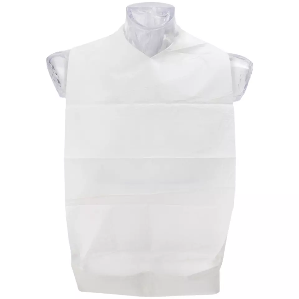 Abena 4319, Disposable Bib With Ties 37x70cm With Crumb Catcher White, image 1, gallery thumbnail