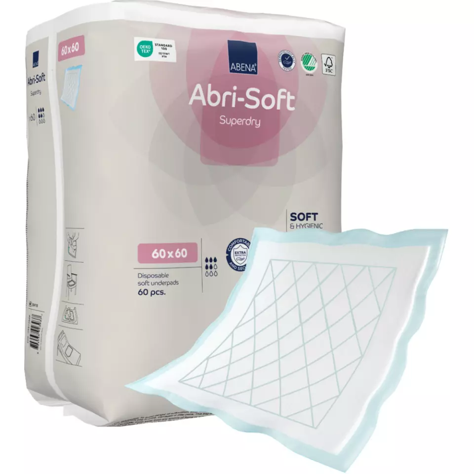 Abena 254119, ABRI-SOFT Superdry Disposable Bed Underpad 60x60 Blue, image 1, gallery thumbnail