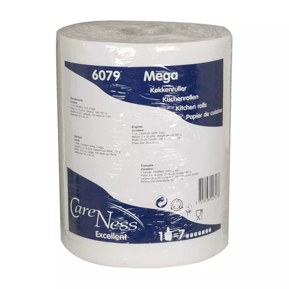 Abena 6079, CARE-NESS Excellent Mega Paper Towel 2-Ply 100m White, image 1, gallery thumbnail