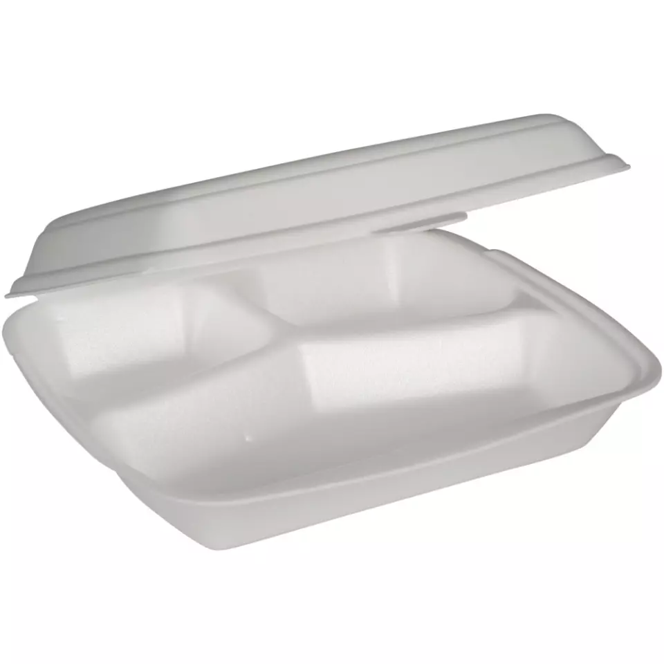 Abena 1010001454, GASTRO 3-Compartment Takeaway Box 24x20x7cm White XPS, image 1, gallery thumbnail