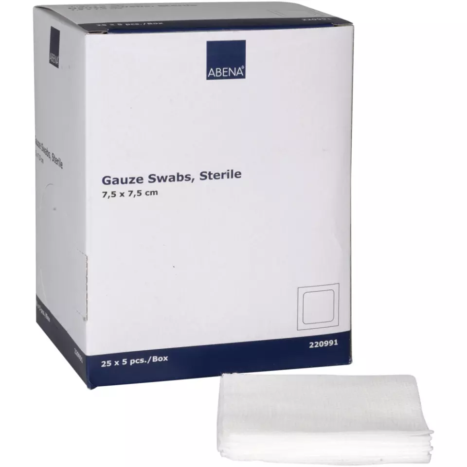 Abena 220991, Gauze Swab 7.5x7.5cm 5/Pack 8-Ply Sterile, image 1, gallery thumbnail