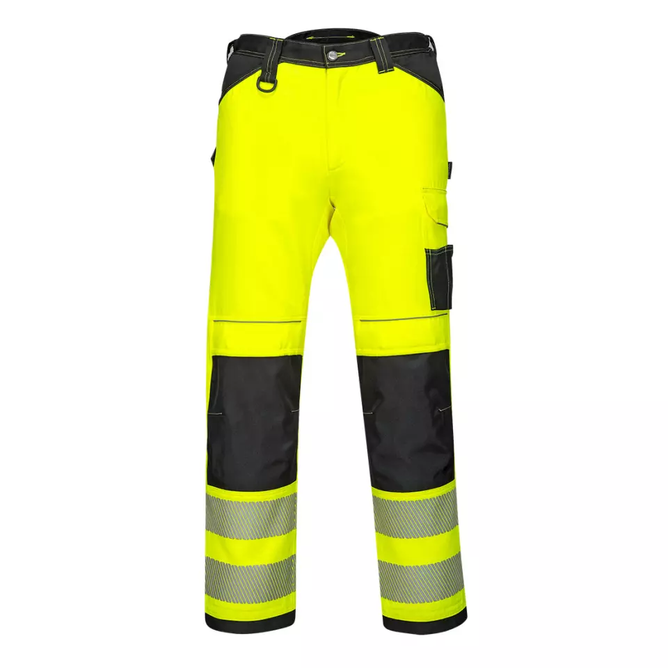 Portwest PW340YBS, PW3 Hi-Vis Work Trousers, Yellow/Black Short, image 1, gallery thumbnail