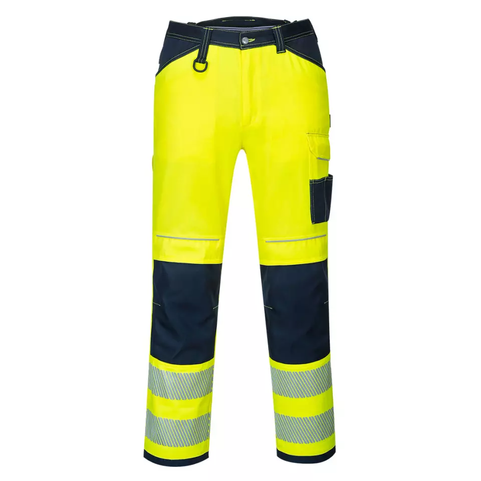 Portwest PW340YNS, PW3 Hi-Vis Work Trousers, Yellow/Navy Short, image 1, gallery thumbnail