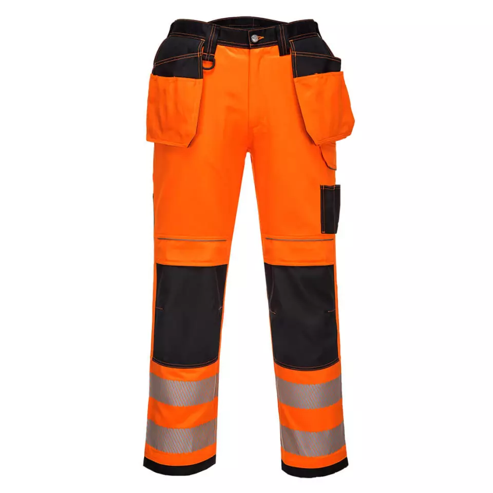 Portwest PW306OBR, PW3 Hi-Vis Stretch Holster Pocket Trousers, Orange/Black, image 1, gallery thumbnail