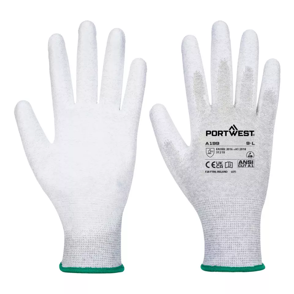 Portwest A199GRR, Antistatic PU Palm Glove, Grey, image 1, gallery thumbnail