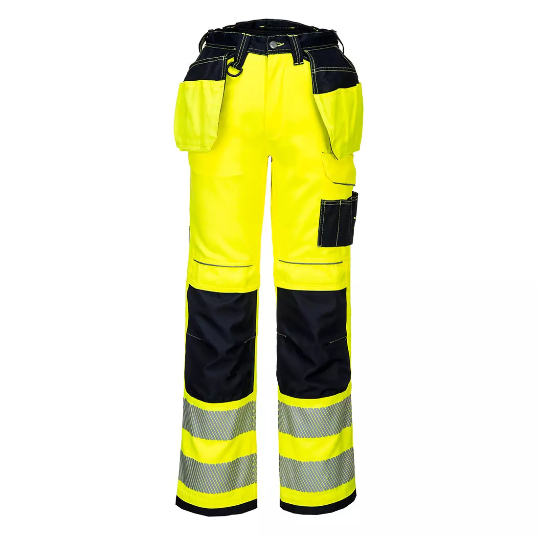 Portwest T501YBR, PW3 Hi-Vis Holster Pocket Work Trousers, Yellow/Black, image 1