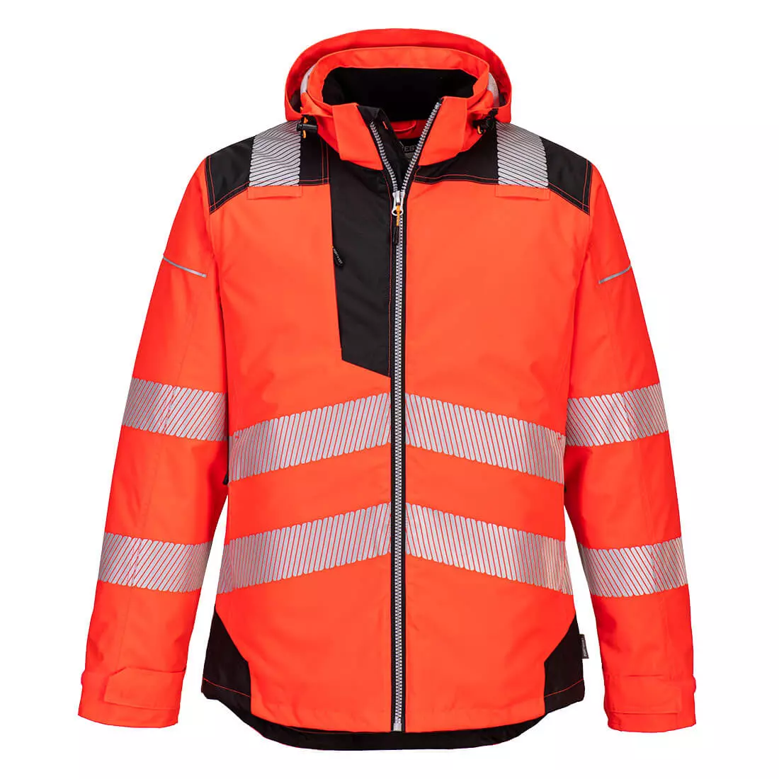 Portwest T400RBK, PW3 Hi-Vis Winter Jacket, Red/Black, image 1