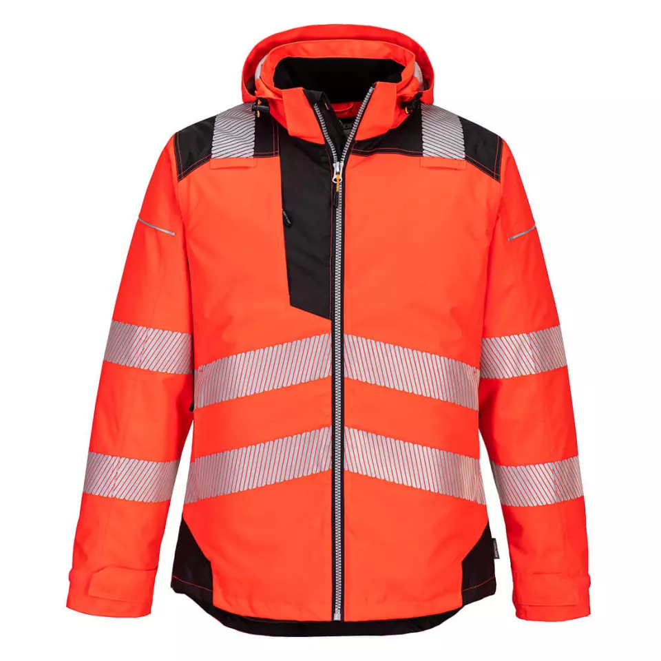 Portwest T400RBK, PW3 Hi-Vis Winter Jacket, Red/Black, image 1, gallery thumbnail