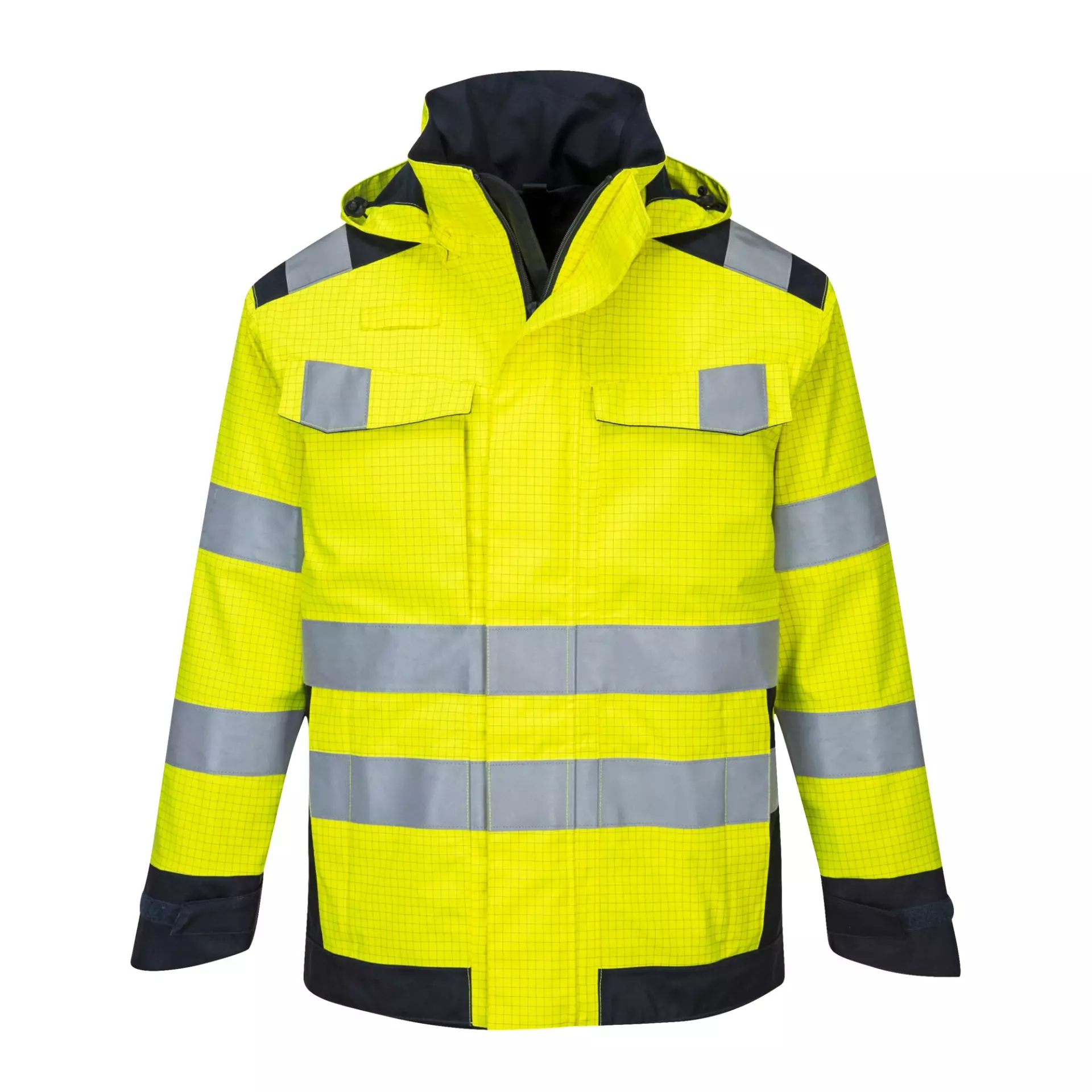 Portwest MV70YNR, Modaflame Rain Multi Norm Arc Jacket, Yellow/Navy, image 6