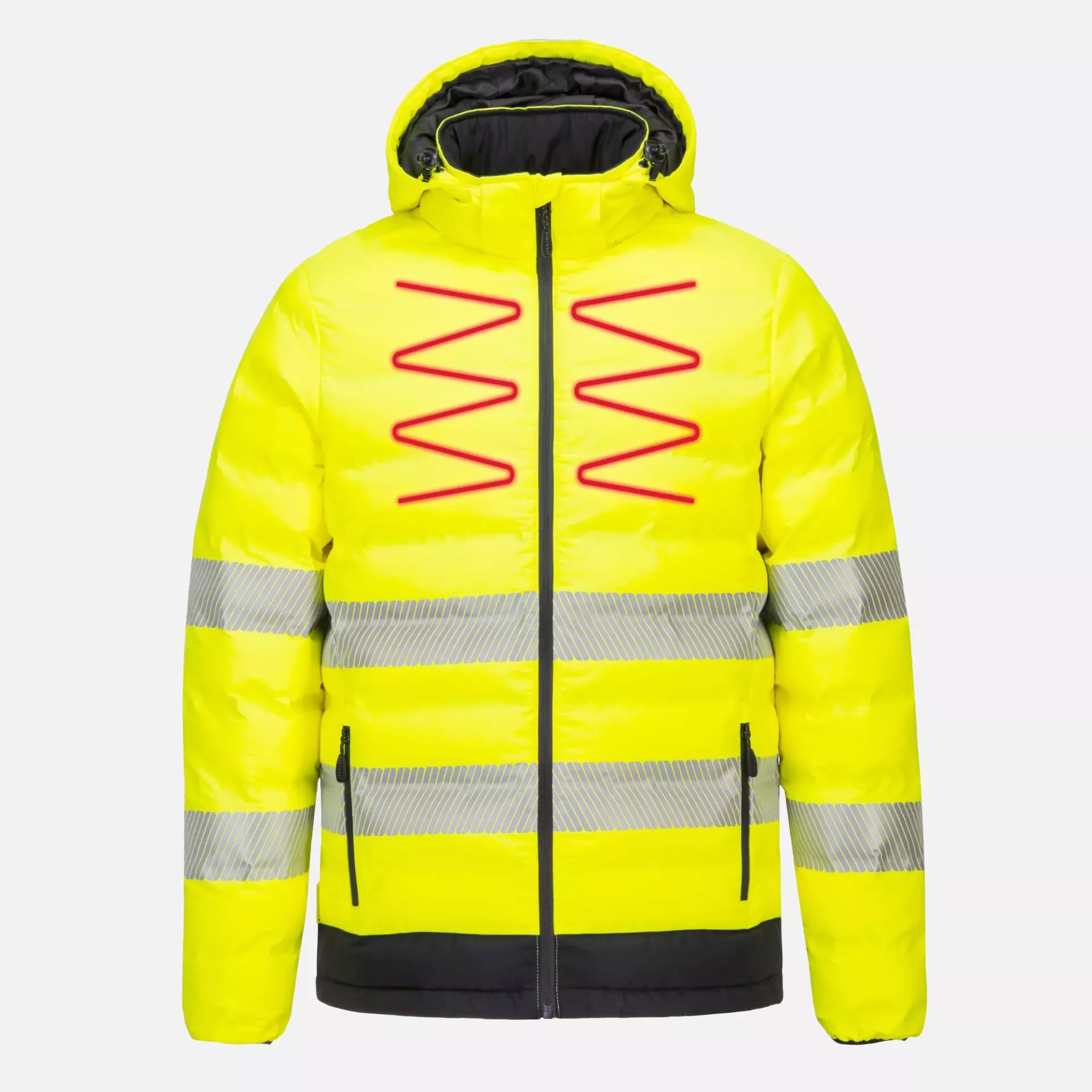 Portwest S548YBR, Hi-Vis Ultrasonic Heated Tunnel Jacket, Yellow/Black, image 7