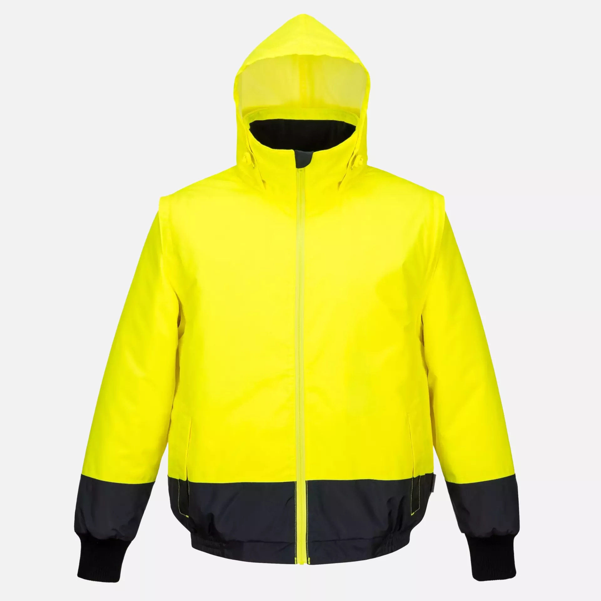 Portwest C464YNR, Hi-Vis 2-in-1 Contrast Essential Lite Bomber Jacket, Yellow/Navy, image 10