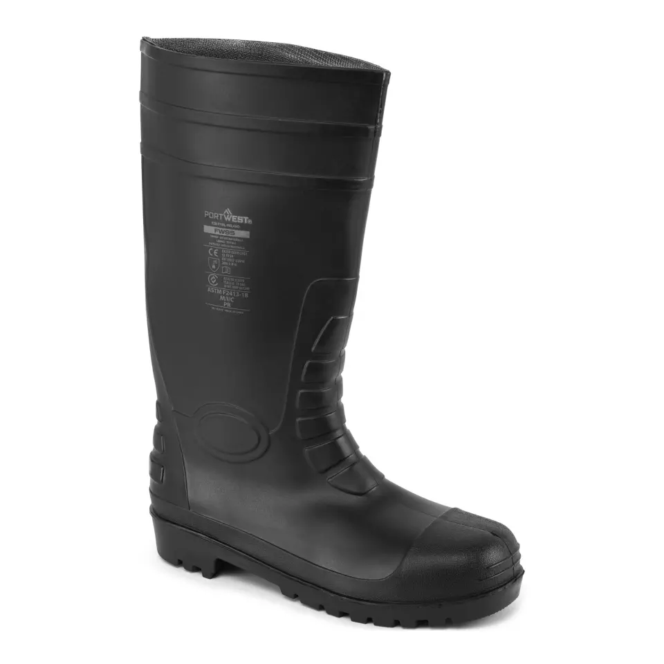 Portwest FW95BKR, Wellington Steel PVC S5 FO, Black, image 2, gallery thumbnail
