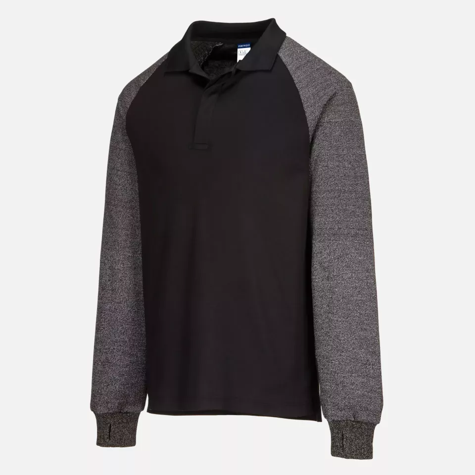 Portwest CR15BKR, Polo Shirt with Cut Resistant Sleeves, Black, image 2, gallery thumbnail