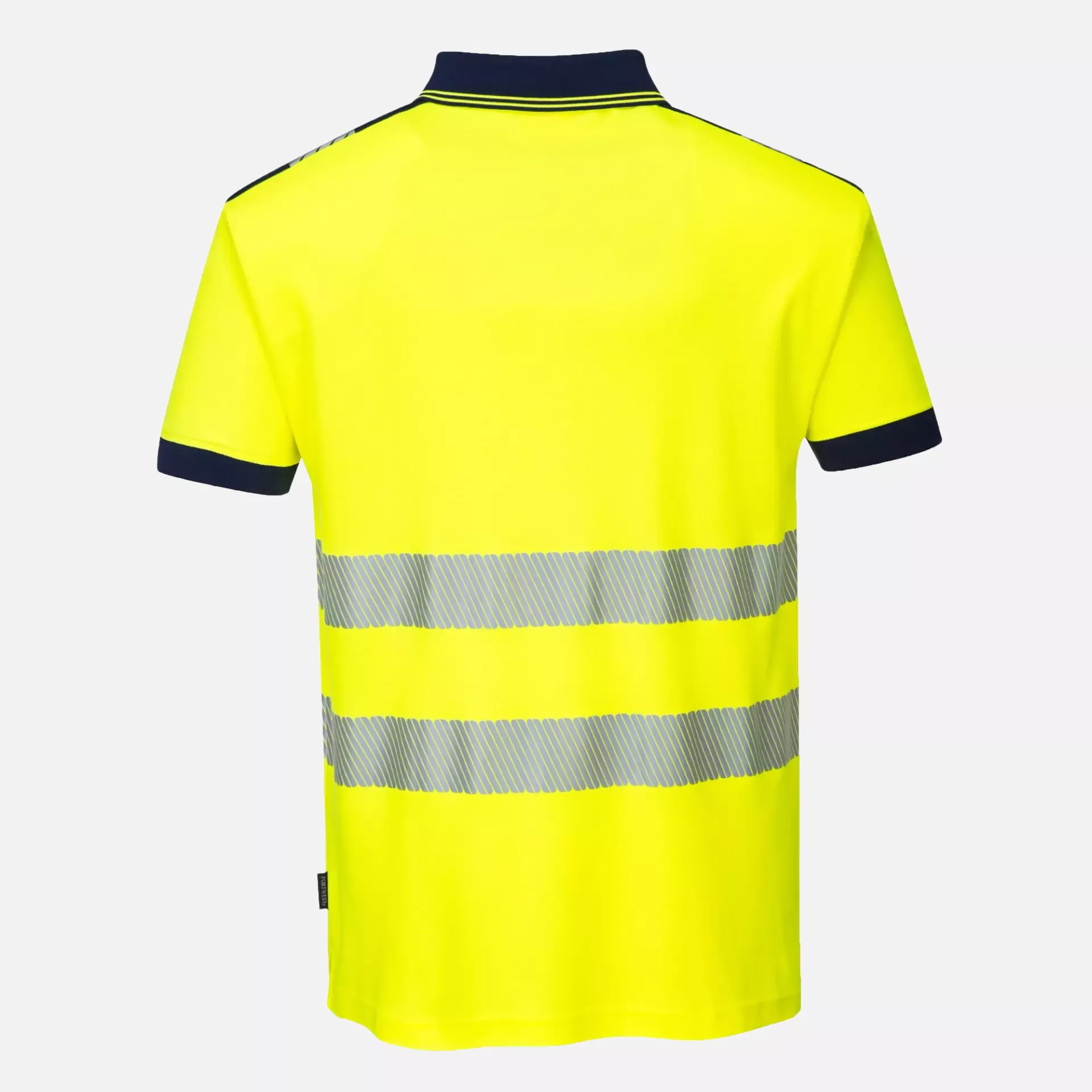 Portwest T180YNR, PW3 Hi-Vis Cotton Comfort Polo Shirt S/S, Yellow/Navy, image 2