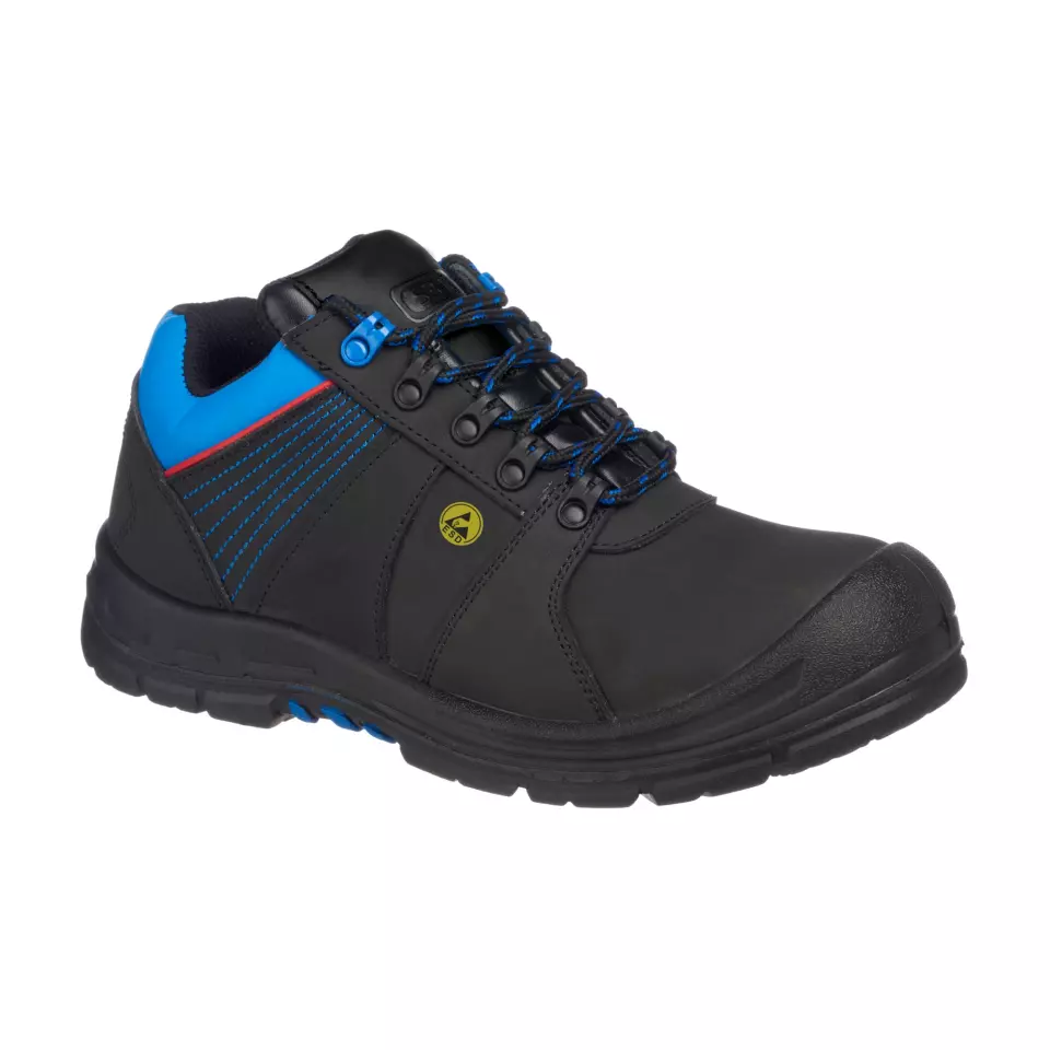 Portwest FD27BKB, Composite Action Nubuck Low Shoe S3 ESD HRO SRC, Black/Blue, image 1, gallery thumbnail