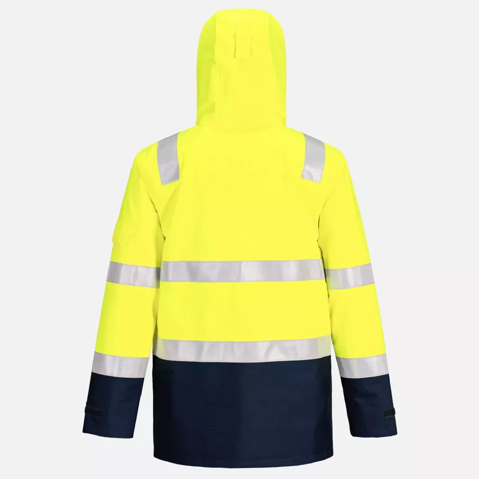 Portwest FR605YNR, Bizflame Rain+ Hi-Vis Light Arc FR Jacket, Yellow/Navy, image 2, gallery thumbnail