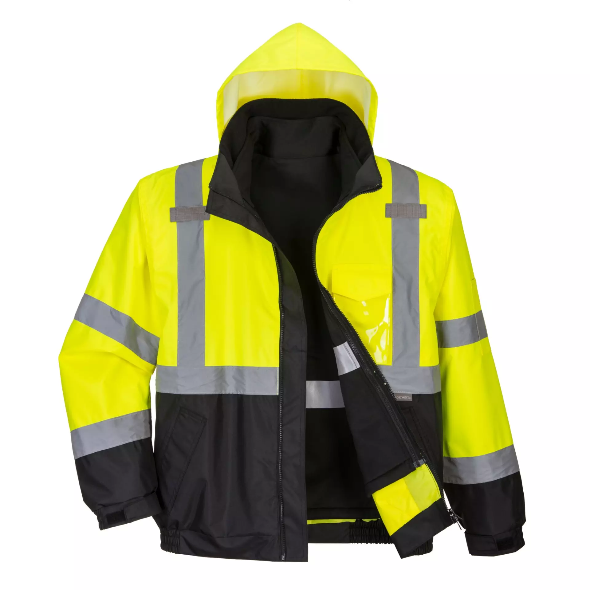 Portwest S365YBR, Hi-Vis 3-in-1 Contrast Premium Bomber Jacket, Yellow/Black, image 1