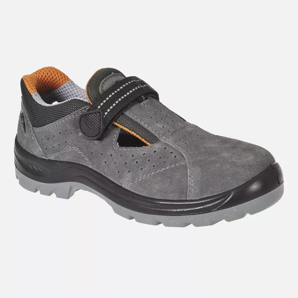 Portwest FW42GRR, Steel Cow Suede Leather Sandal S1 SR FO, Grey, image 3, gallery thumbnail