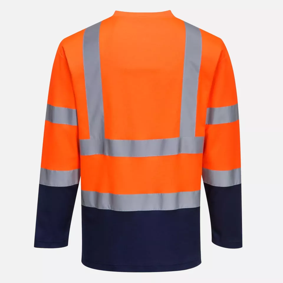 Portwest S280ONR, Hi-Vis Cotton Comfort Contrast T-Shirt L/S, Orange/Navy, image 2, gallery thumbnail