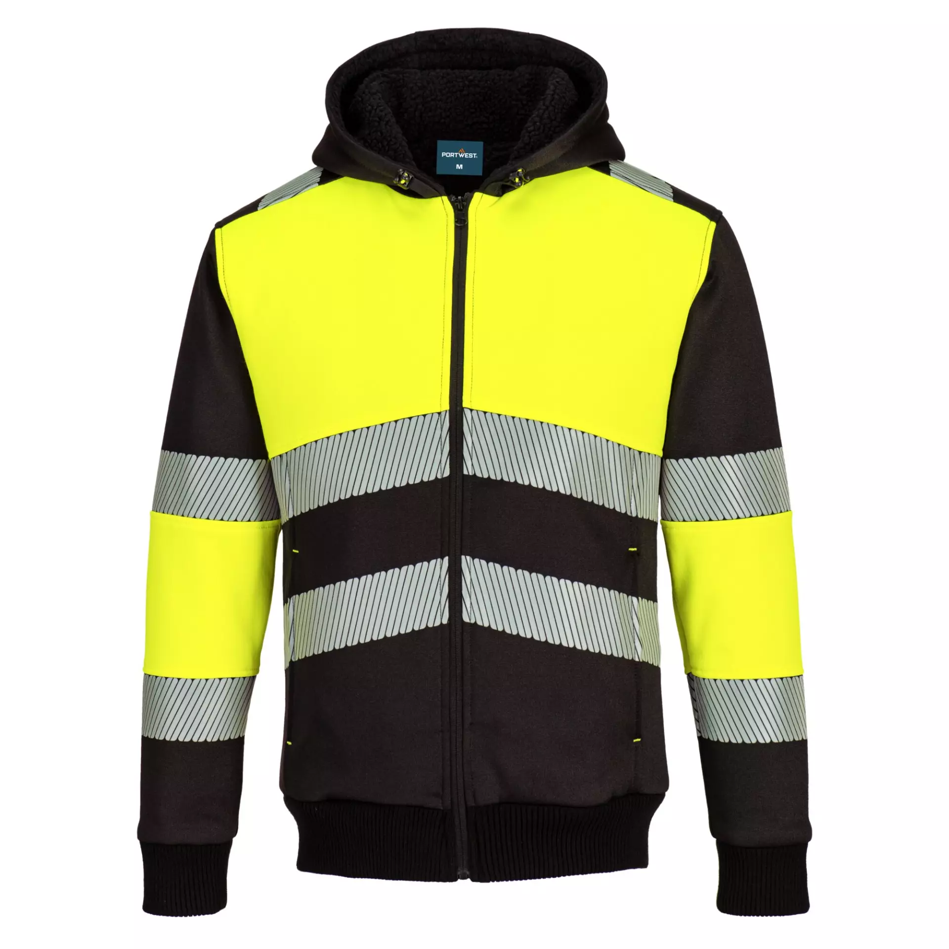 Portwest PW377YBR, PW3 Winter Hoodie mit Reißverschluss Klasse 1, Gelb/Schwarz