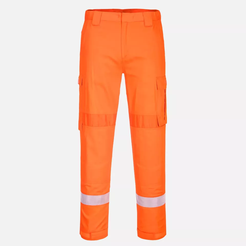 Portwest FR401ORR, Bizflame Work Lightweight Stretch Panelled Trousers, Orange, image 1, gallery thumbnail