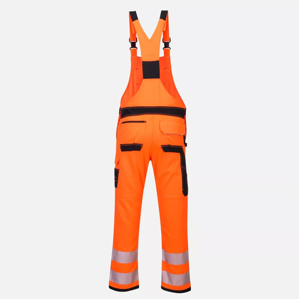 Portwest PW344OBR, PW3 Hi-Vis Bib and Brace, Orange/Black, image 2, gallery thumbnail