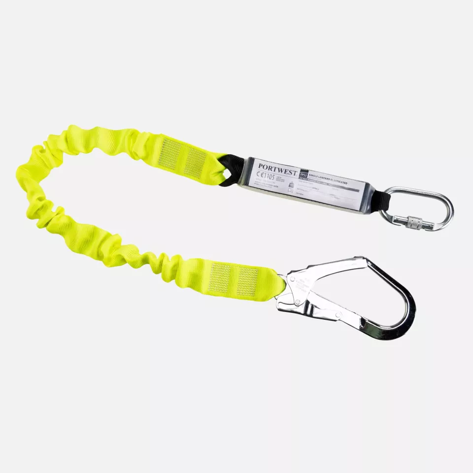 Portwest FP53YER, Single Elasticated 1.8m Lanyard With Shock Absorber, Yellow, image 1, gallery thumbnail