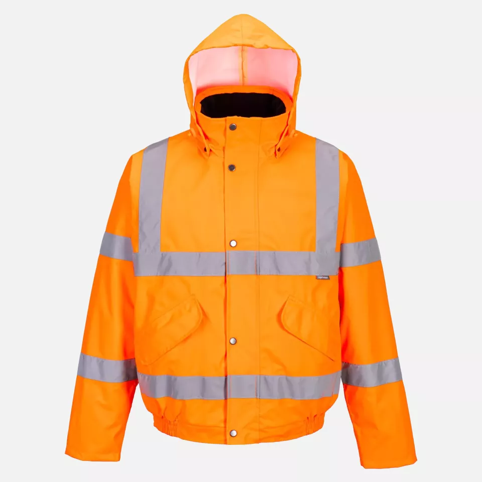 Portwest RT62ORR, Hi-Vis Breathable Rain Bomber Jacket, Orange, image 1, gallery thumbnail