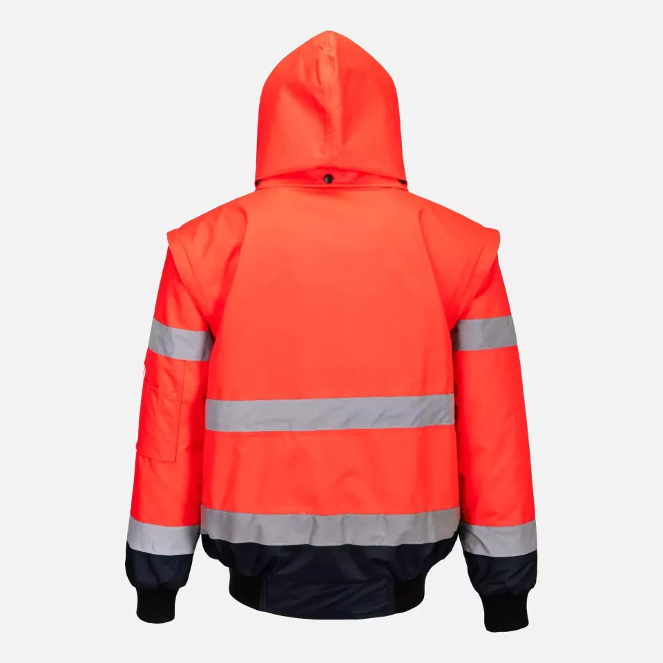 Portwest C465RNR, Hi-Vis 3-in-1 Contrast Bomber Jacket, Red/Navy, image 2, gallery thumbnail