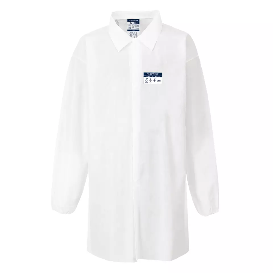 Portwest ST31WHR, BizTex SMS Coat Type PB [6], White, image 1, gallery thumbnail