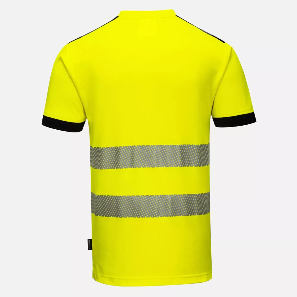 Portwest T181YBR, PW3 Hi-Vis Cotton Comfort T-Shirt S/S, Yellow/Black, image 2, gallery thumbnail