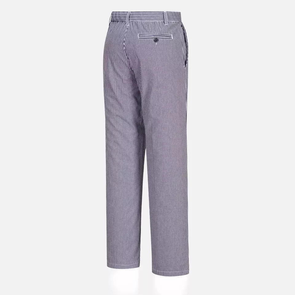 Portwest C075CHR, Chef's Barnet Trousers, Blue Check, image 4, gallery thumbnail