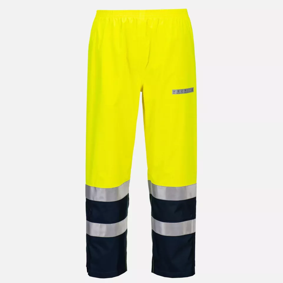 Portwest FR410YNR, Bizflame Rain+ Hi-Vis Light Arc FR Trouser, Yellow/Navy, image 1, gallery thumbnail