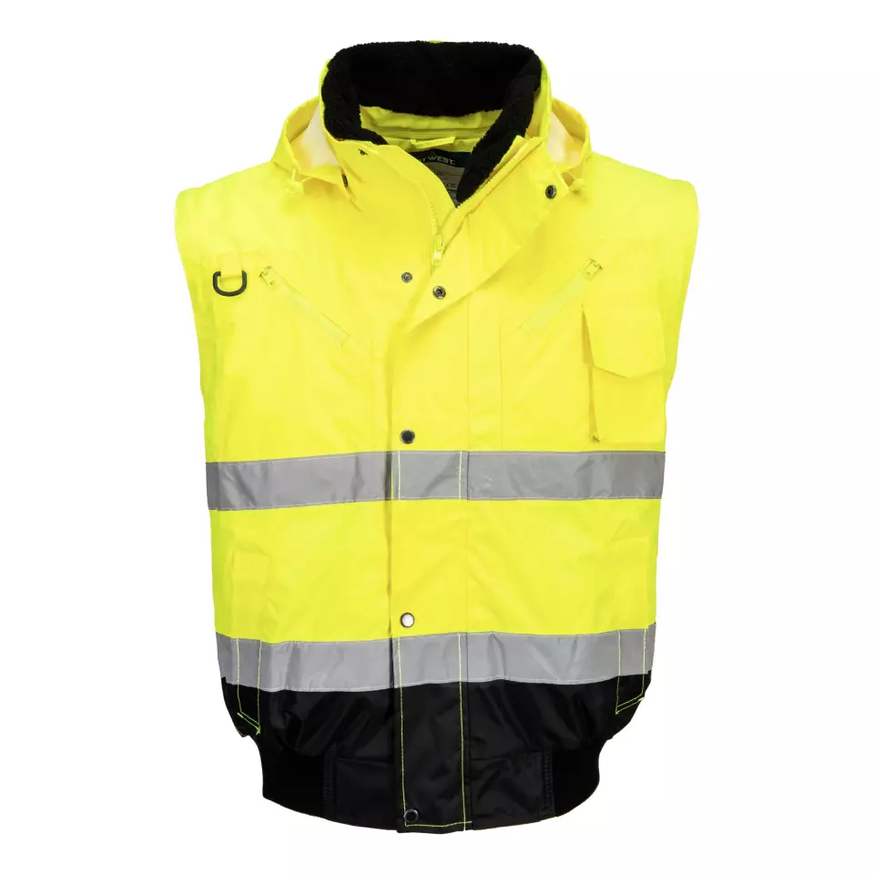 Portwest C465YBR, Hi-Vis 3-in-1 Contrast Bomber Jacket, Yellow/Black, image 5, gallery thumbnail
