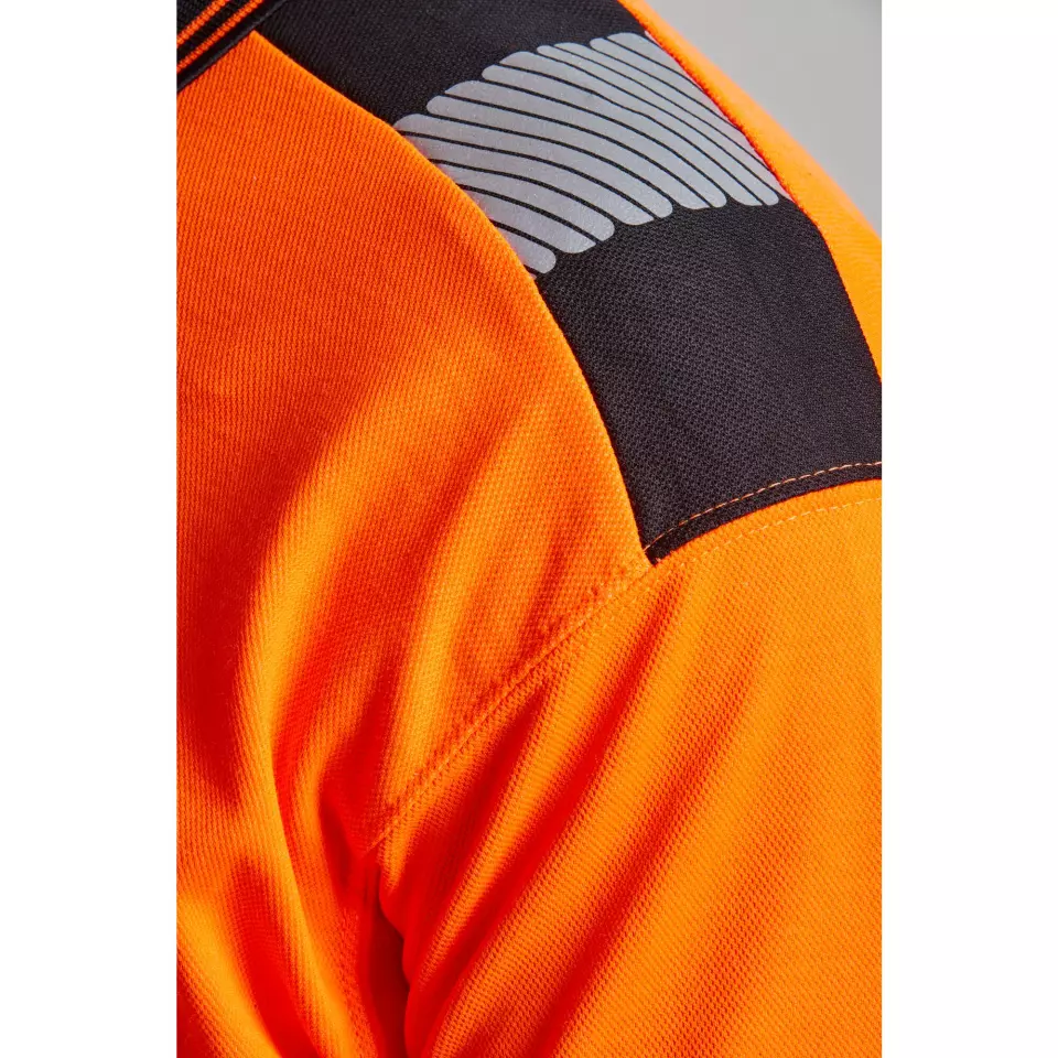 Portwest T180OBR, PW3 Hi-Vis Cotton Comfort Polo Shirt S/S, Orange/Black, image 3, gallery thumbnail