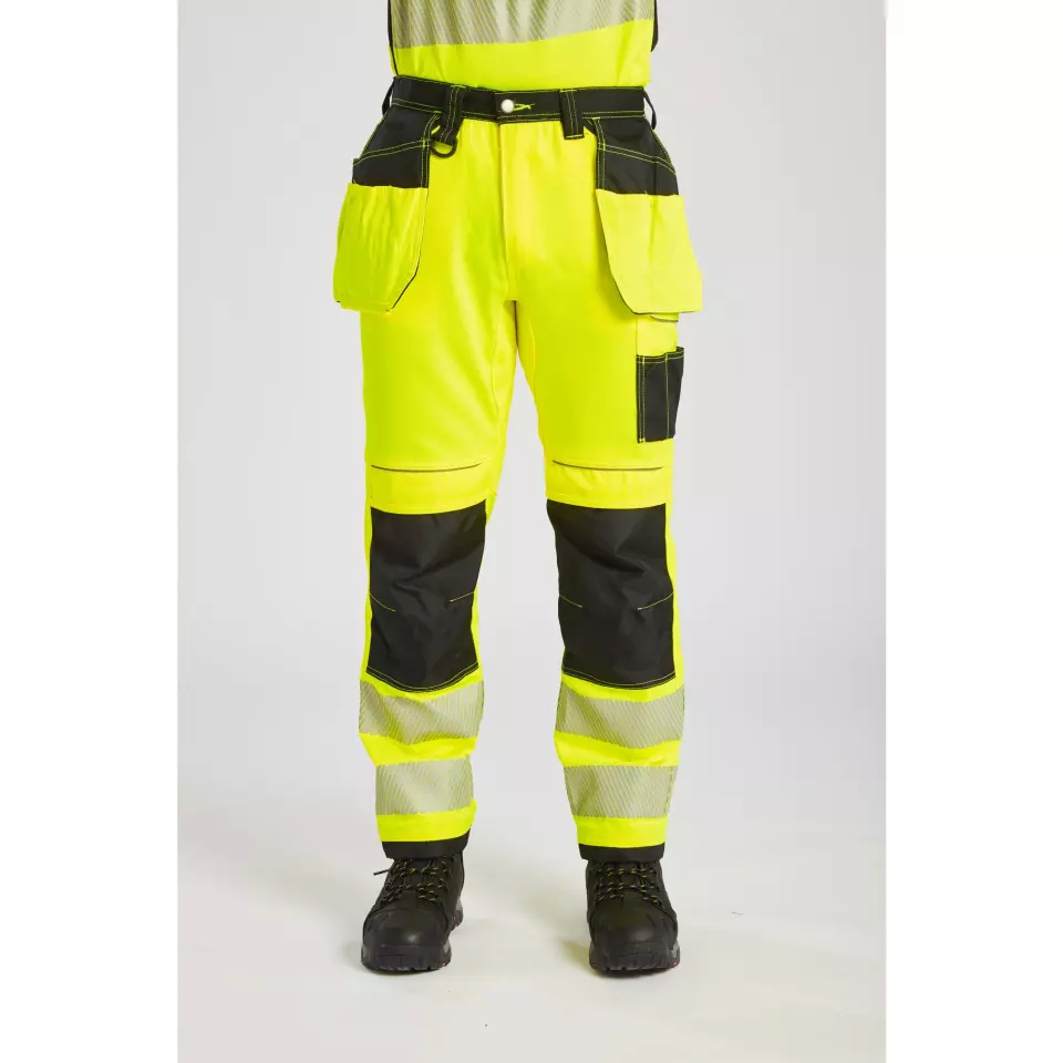 Portwest T501YBR, PW3 Hi-Vis Holster Pocket Work Trousers, Yellow/Black, image 5, gallery thumbnail