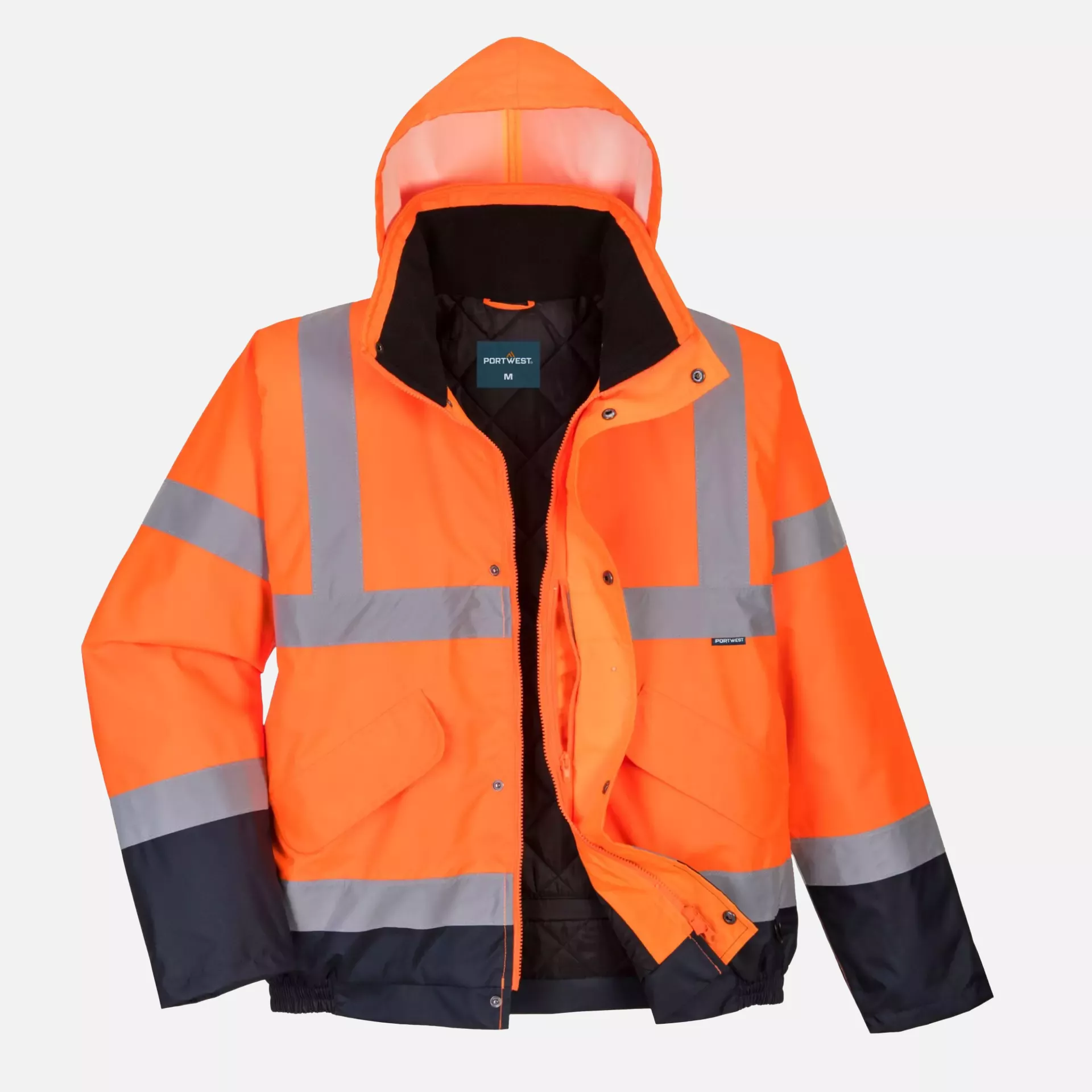 Portwest S266ONR, Hi-Vis Contrast Winter Bomber Jacket, Orange/Navy, image 1