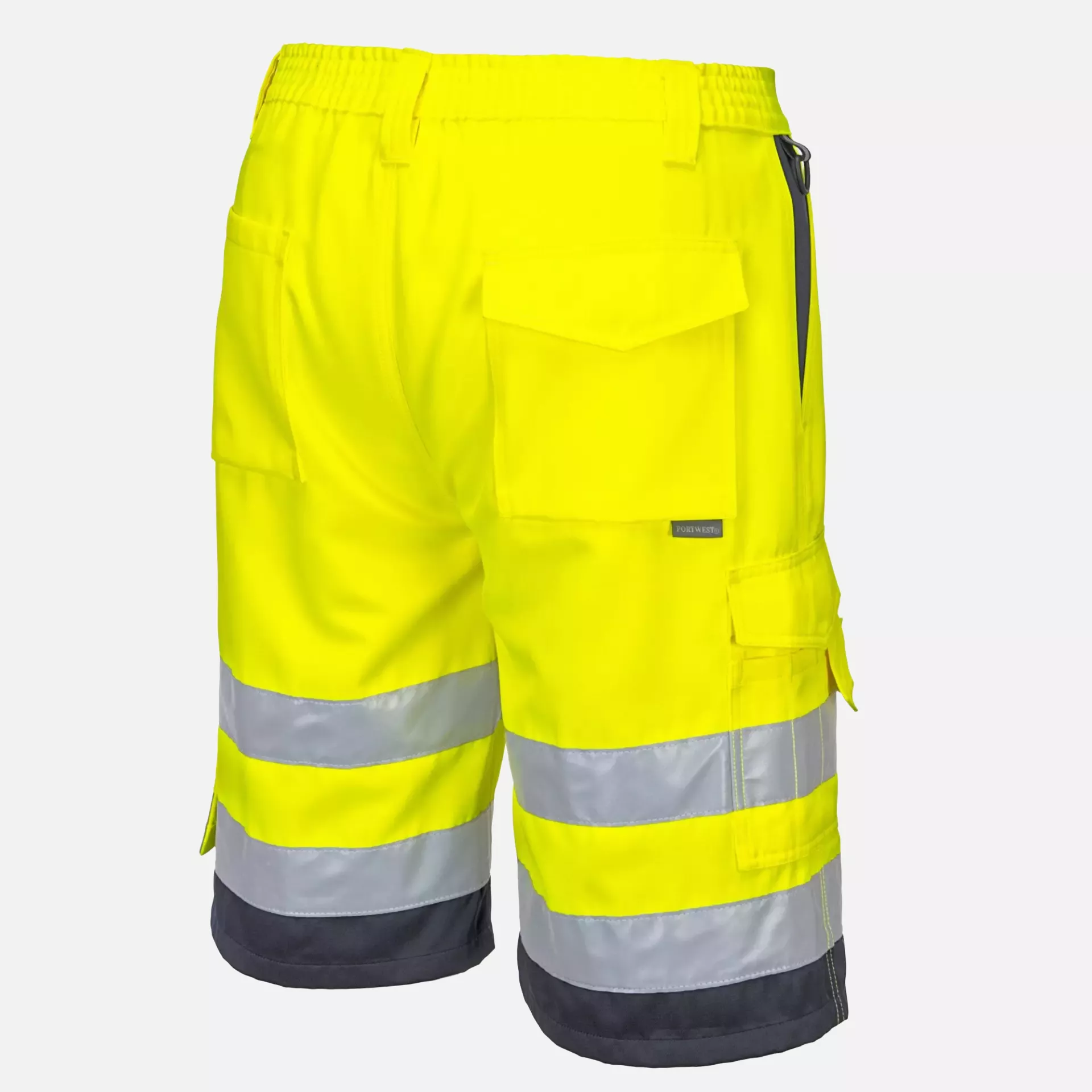 Portwest L043YNR, Hi-Vis Lightweight Polycotton Shorts, Yellow/Navy, image 3