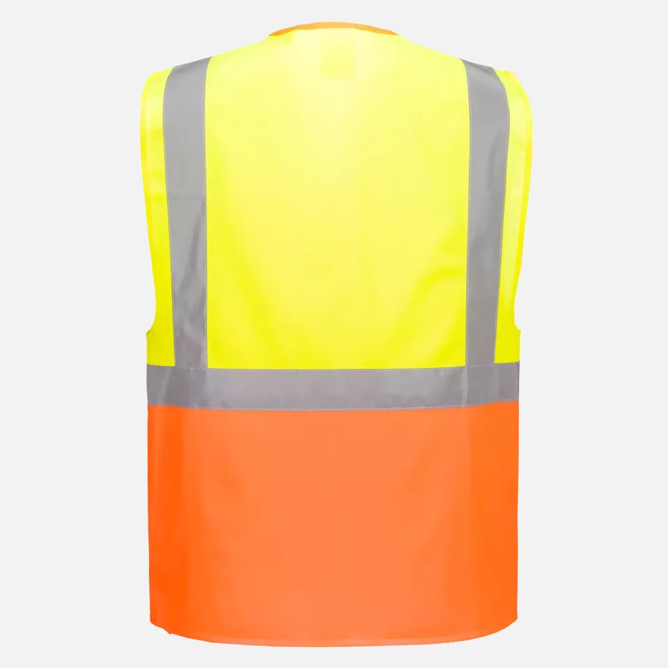 Portwest S376YOR, Prague Hi-Vis Executive Vest, Yellow/Orange, image 2, gallery thumbnail
