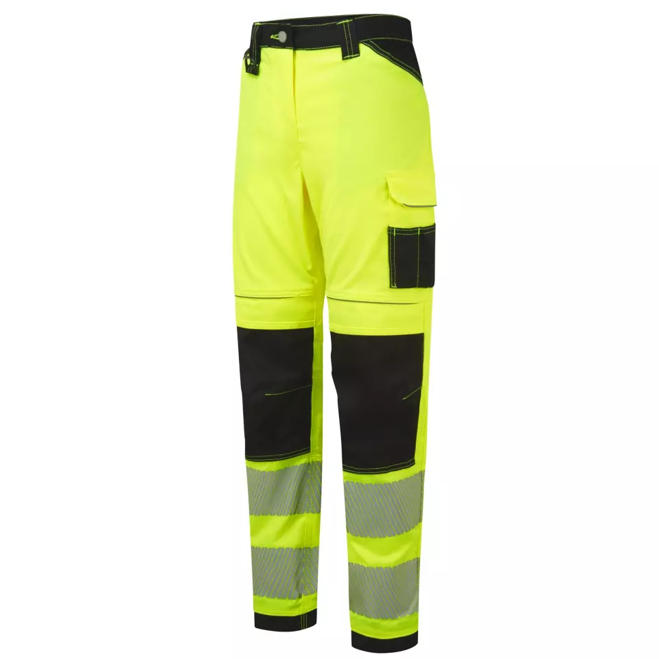 Portwest PW385YBR, PW3 Hi-Vis Women's Stretch Work Trousers, Yellow/Black, image 3, gallery thumbnail