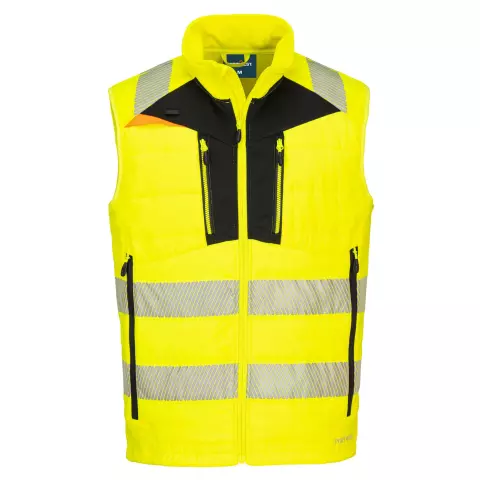 Portwest DX4 Hi-Vis Hybrid Baffle Bodywarmer, Yellow/Black