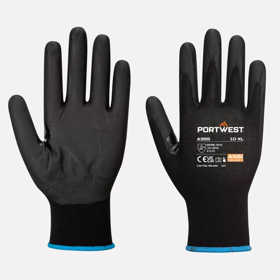 Portwest A355K8R, NPR15 Nitrile Foam Touchscreen Glove, Black, image 3, gallery thumbnail