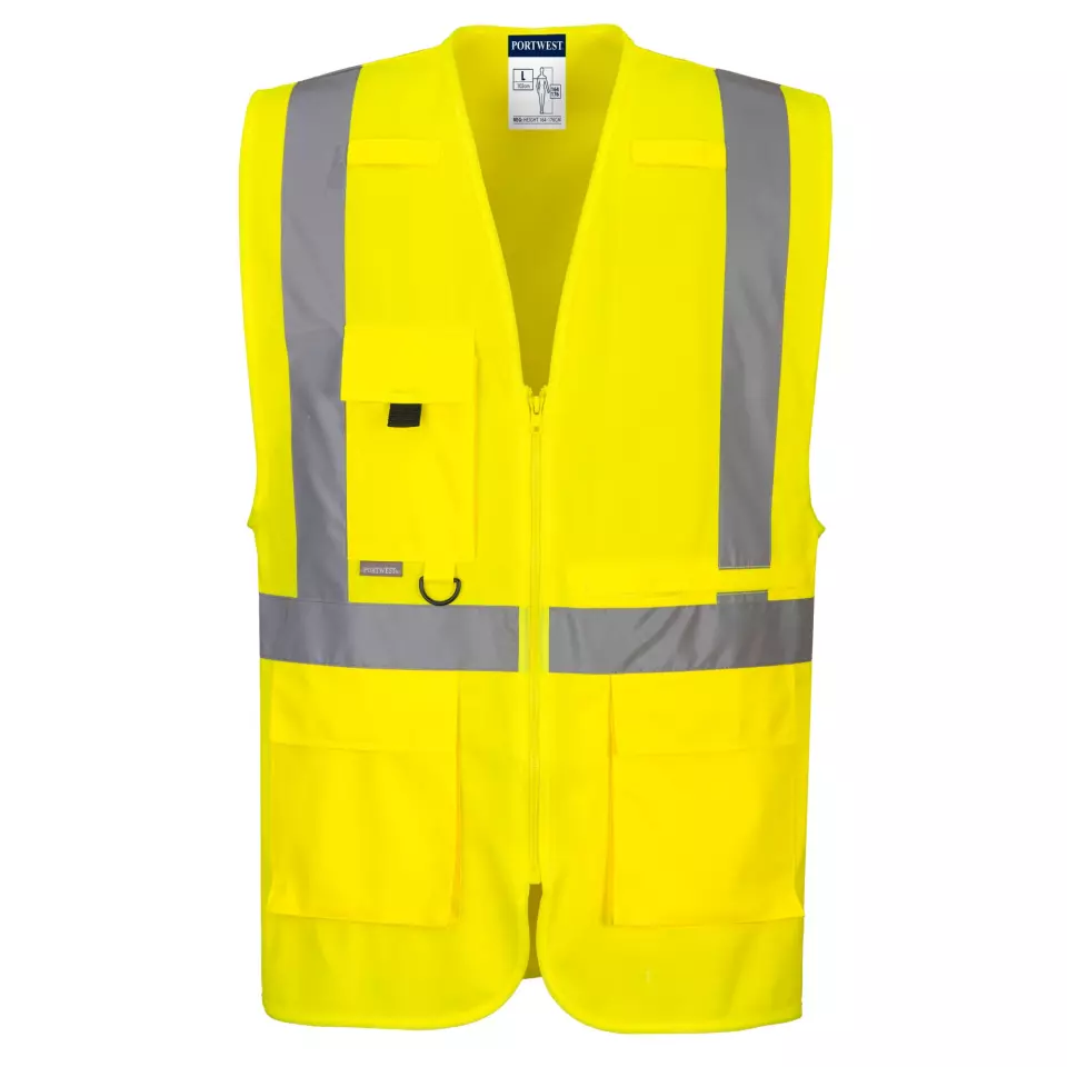Portwest C357YER, Hi-Vis Tablet Pocket Executive Vest, Yellow, image 1, gallery thumbnail