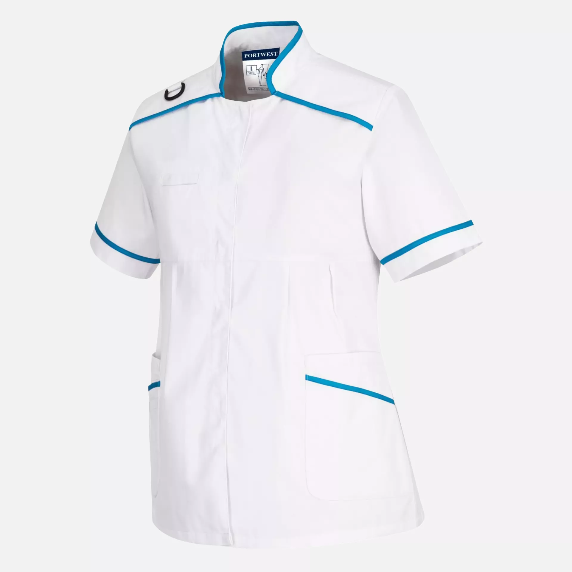 Portwest LW22WAR, Medical Maternity Tunic, White/Aqua, image 3
