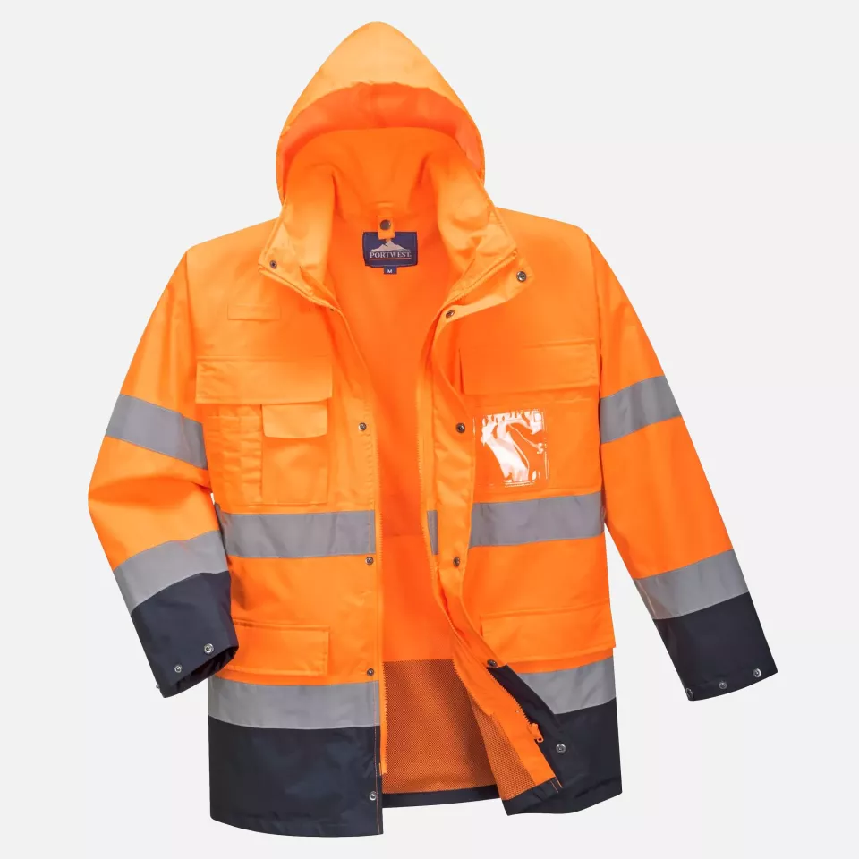 Portwest S162ONR, Hi-Vis 3-in-1 Contrast Lite Jacket, Orange/Navy, image 3, gallery thumbnail