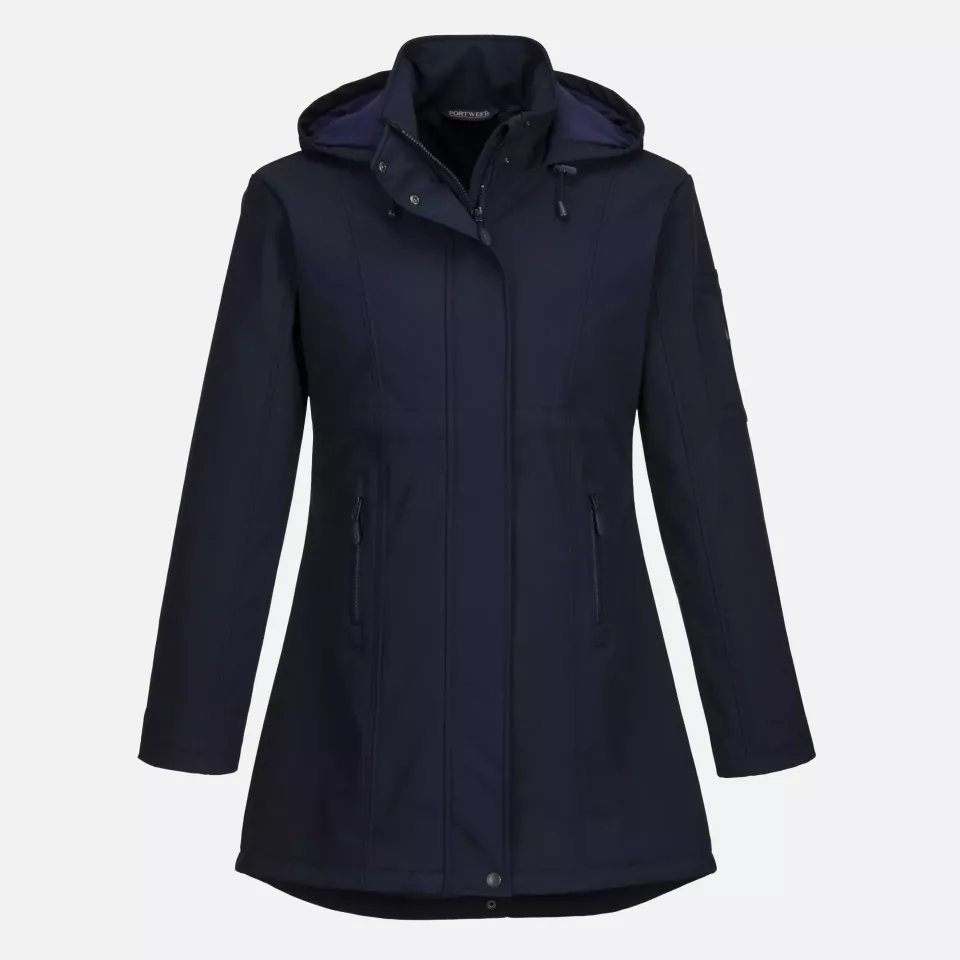 Portwest TK42NAR, Carla Women's Hooded Softshell Jacket (3L), Navy, image 1, gallery thumbnail