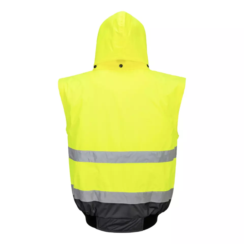 Portwest C465YGY, Hi-Vis 3-in-1 Contrast Bomber Jacket, Yellow/Grey, image 4, gallery thumbnail