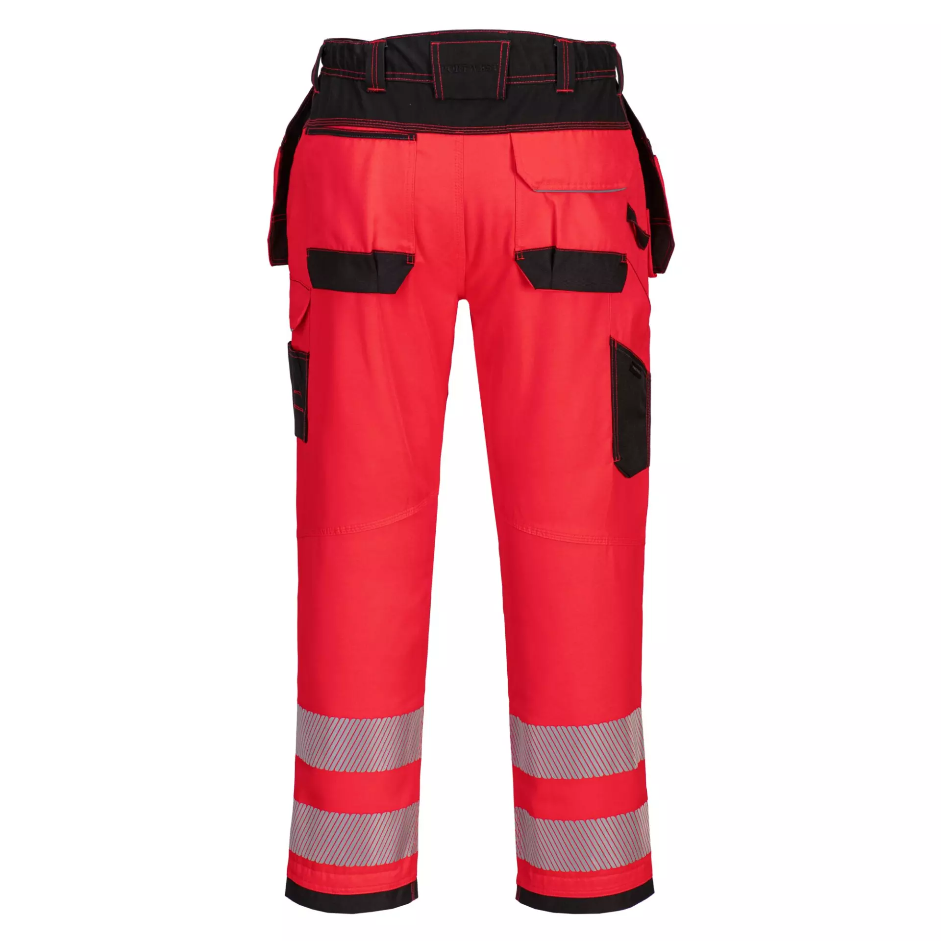 Portwest T501RBK, PW3 Hi-Vis Arbeitshose mit Holstertaschen, Rot/Schwarz, image 2