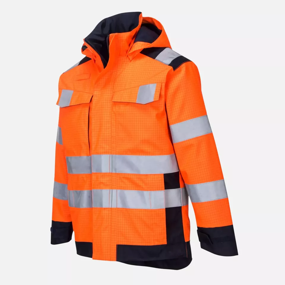 Portwest MV70ONR, Modaflame Rain Multi-Norm Arc Jacke, Orange/Marine, image 3, gallery thumbnail